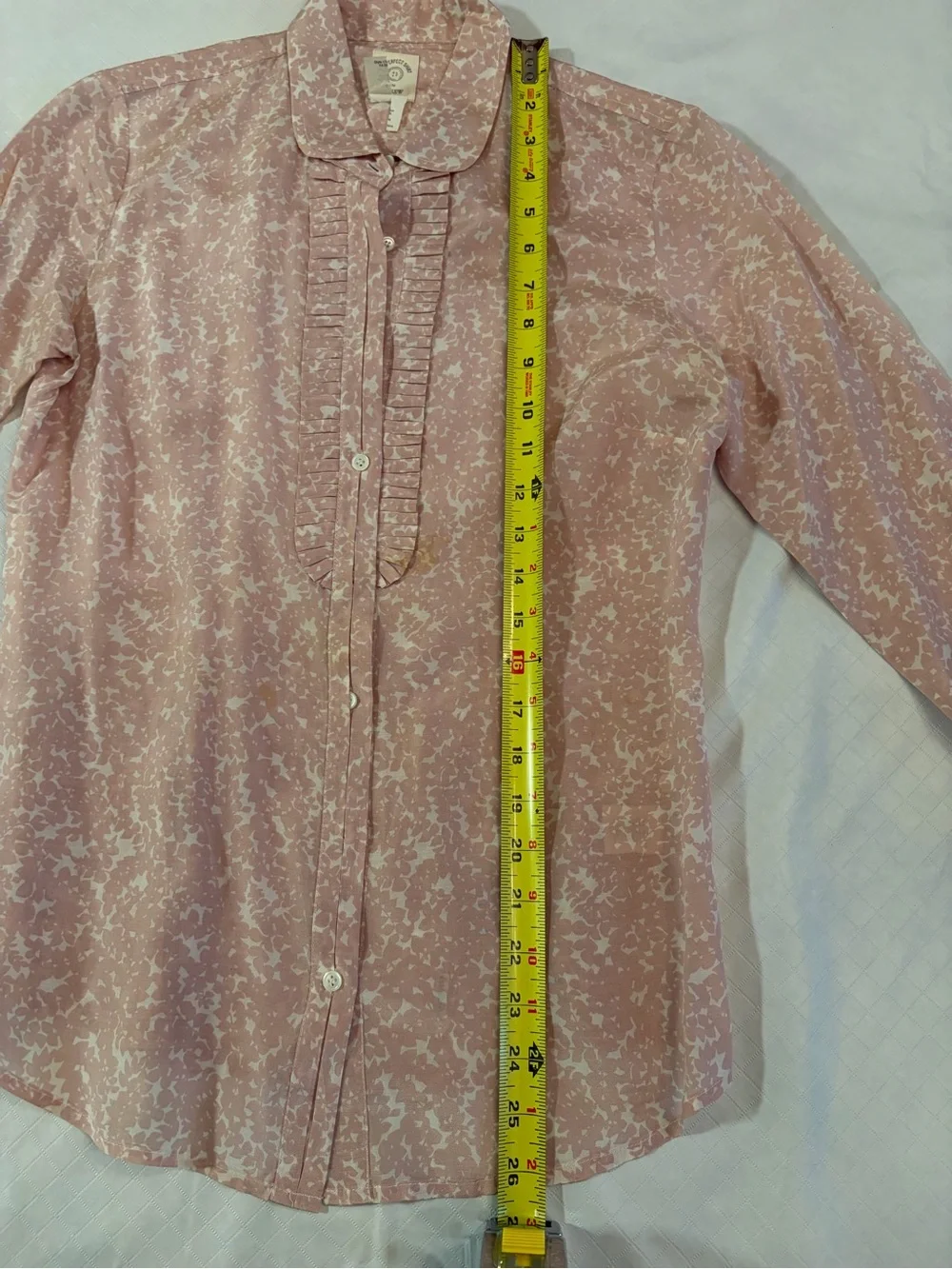 Women's Pink Ruffled-Trim Button-Up Blouse